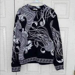 Versace Black and White Baroque Print Sweater